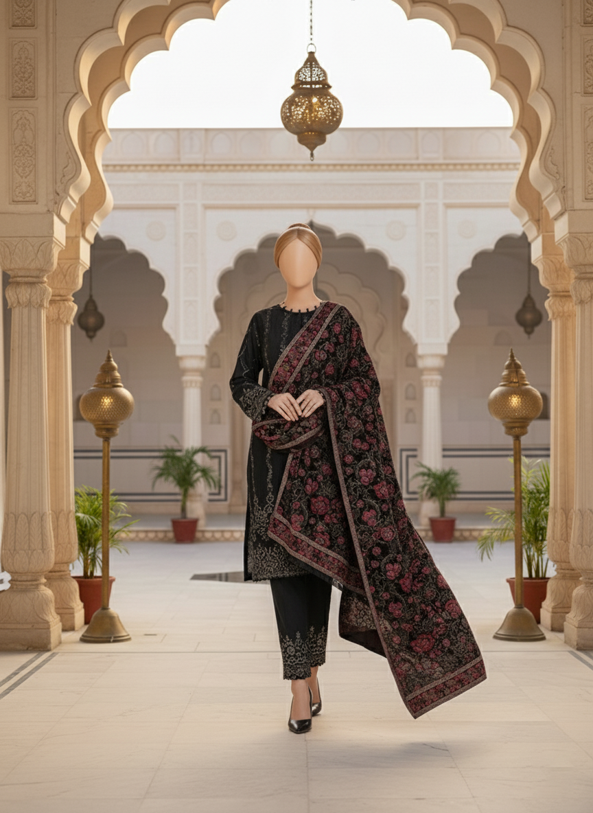 Sarinnah Premium 04- Embroided Fine quality Velvet shawl.