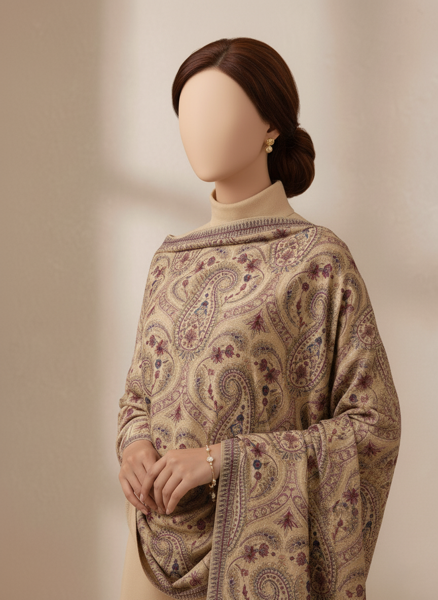 Sarinnah D20-Formal heavy Embroidered Karandi Shawl