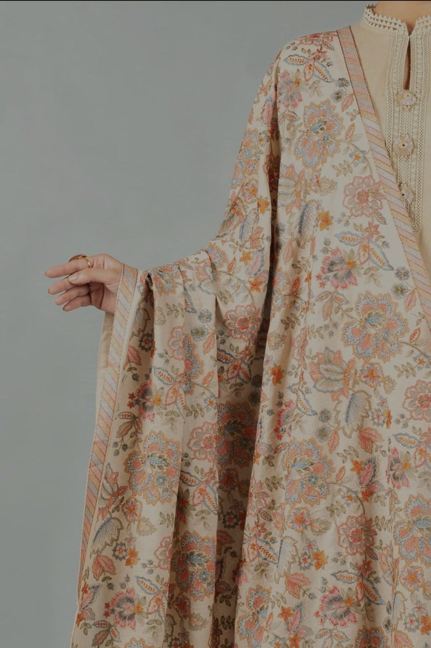 Sarinnah Premium D63-Luxury Formal Heavy Embroidered Karandi Shawl.