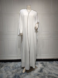 White Patchwork Plus Size Women's Abaya Robe