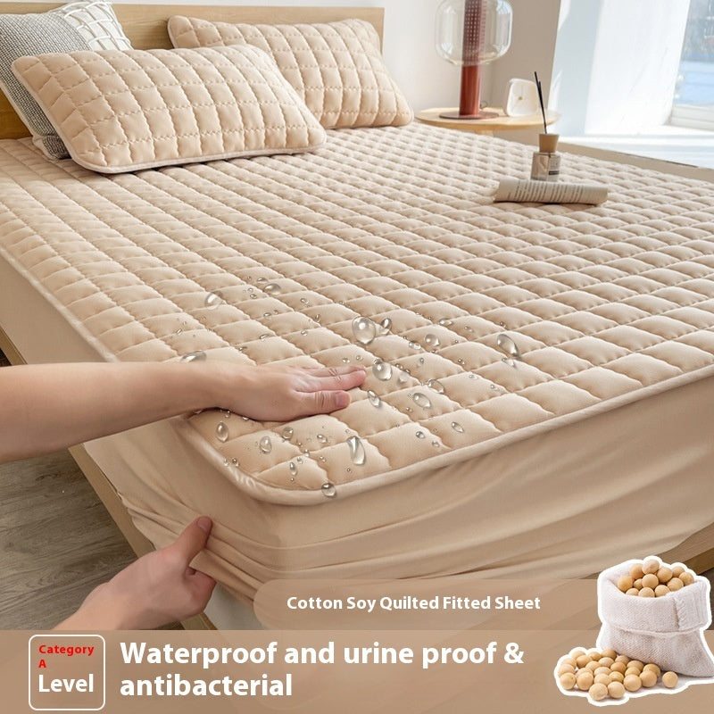 Antibacterial Soybean Quilted Fitted Sheet Water-proof Mattress