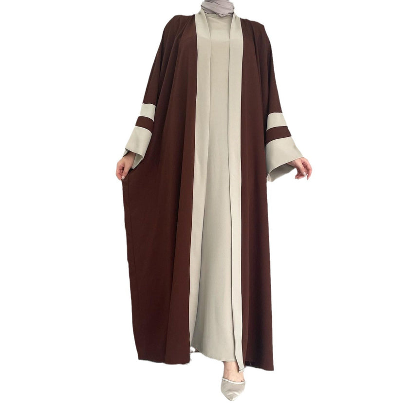 Women's Muslim Long Dress Abaya Two-piece Set