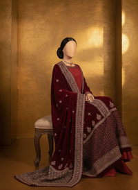 Sarinnah Premium 86-Embroided Fine quality Velvet shawl.
