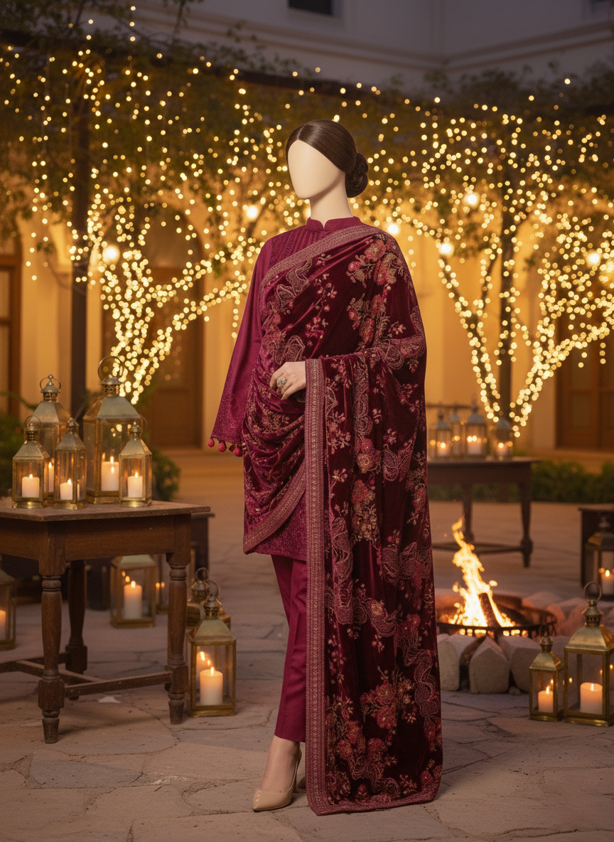 Sarinnah Premium 33-Embroided Fine quality Velvet shawl.