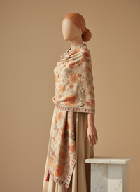 Sarinnah D77-Embroidered Karandi Beige Shawl