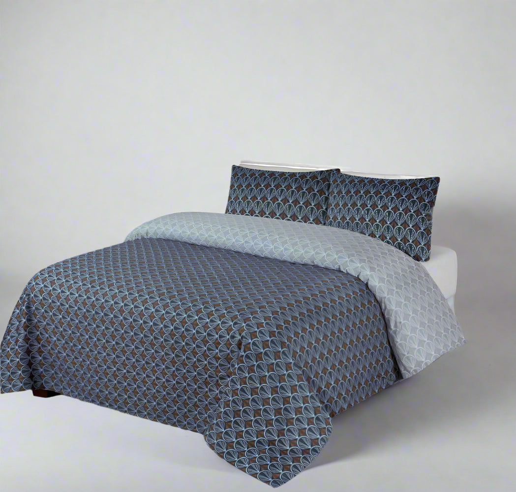 Teal Grey Bed Sheet Set Sateen