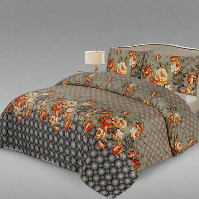 Green Floral Bed Sheet Set Sateen