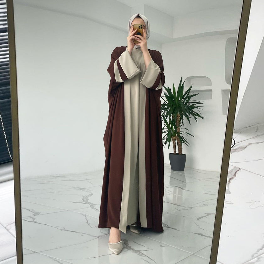 Women's Muslim Long Dress Abaya Two-piece Set