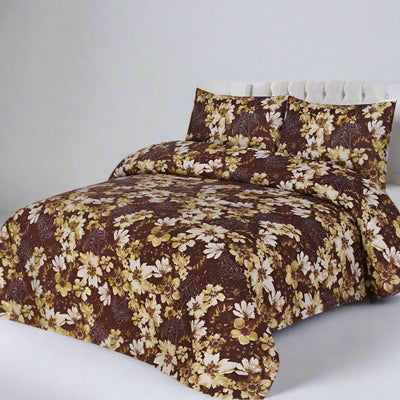 Floral Brown Bed Sheet Set