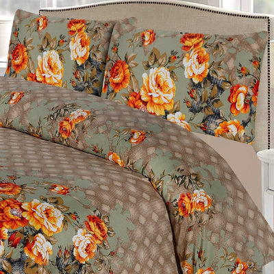 Green Floral Bed Sheet Set Sateen